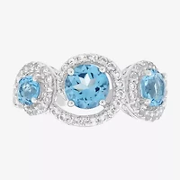Limited Quantities! Womens Genuine Blue Topaz Sterling Silver Cocktail Ring
