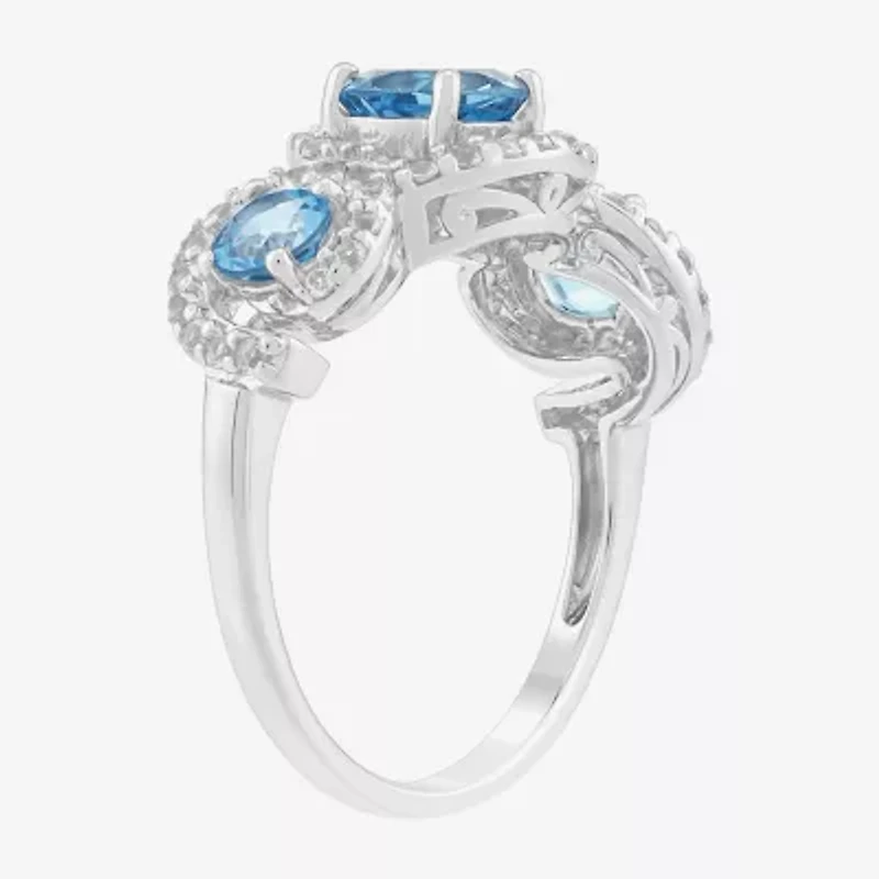 Limited Quantities! Womens Genuine Blue Topaz Sterling Silver Cocktail Ring