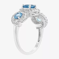 Limited Quantities! Womens Genuine Blue Topaz Sterling Silver Cocktail Ring