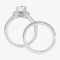(F / Vs2) Womens 1 3/8 CT. T.W. Lab Grown White Diamond 10K Gold Side Stone Bridal Set