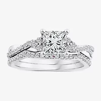 (F / Vs2) Womens 1 3/8 CT. T.W. Lab Grown White Diamond 10K Gold Side Stone Bridal Set