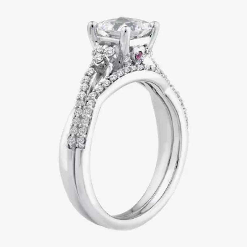 (F / Vs2) Womens 1 3/8 CT. T.W. Lab Grown White Diamond 10K Gold Side Stone Bridal Set