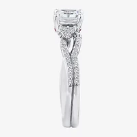 (F / Vs2) Womens 1 3/8 CT. T.W. Lab Grown White Diamond 10K Gold Side Stone Bridal Set