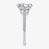 F / Vs2) Womens /2 CT. T.W. Lab Grown White Diamond 10K Gold Oval Side Stone Engagement Ring