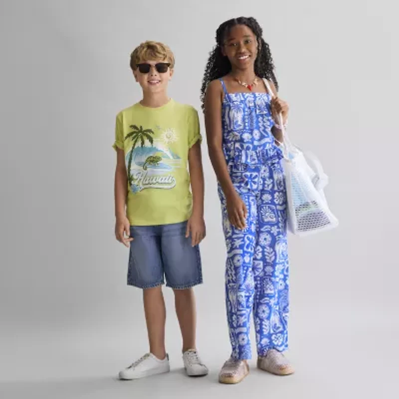 Thereabouts Little & Big Kid Girls Mid Rise Wide Leg Pull-On Pant