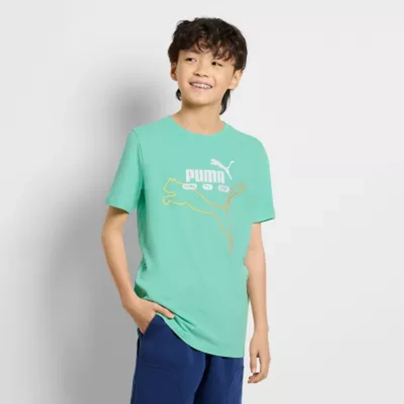 PUMA Big Kid Boys Crew Neck Short Sleeve Regular Fit Graphic T-Shirt