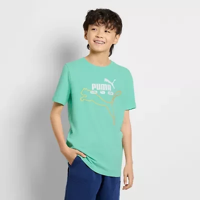 PUMA Big Kid Boys Crew Neck Short Sleeve Regular Fit Graphic T-Shirt
