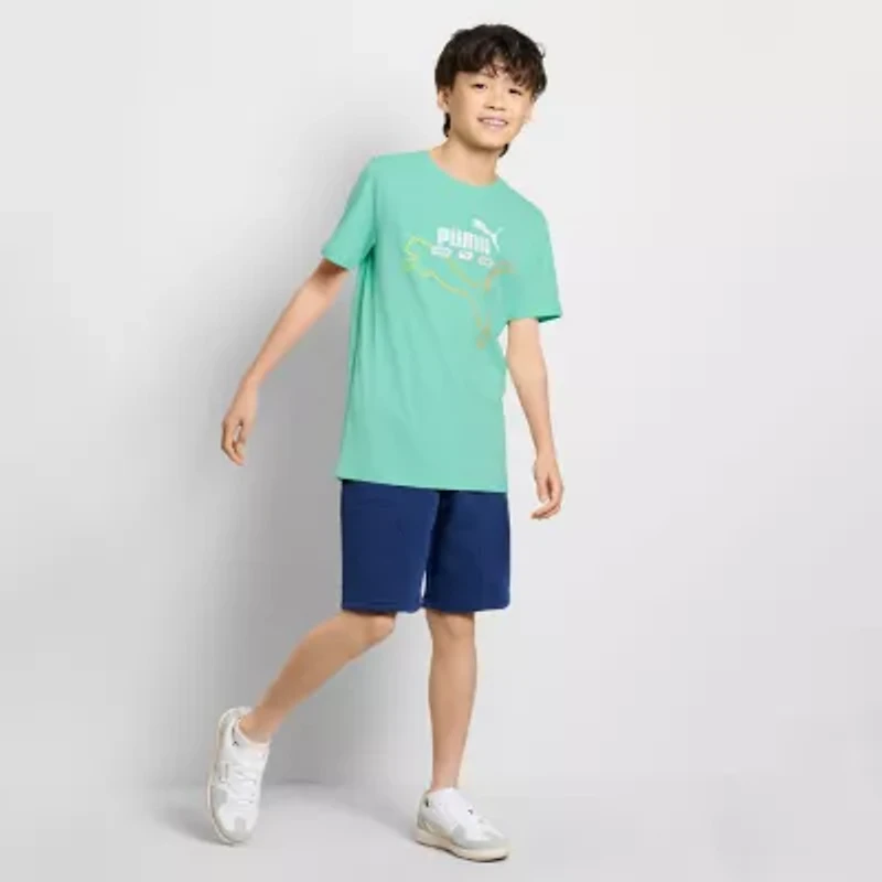 PUMA Big Kid Boys Crew Neck Short Sleeve Regular Fit Graphic T-Shirt