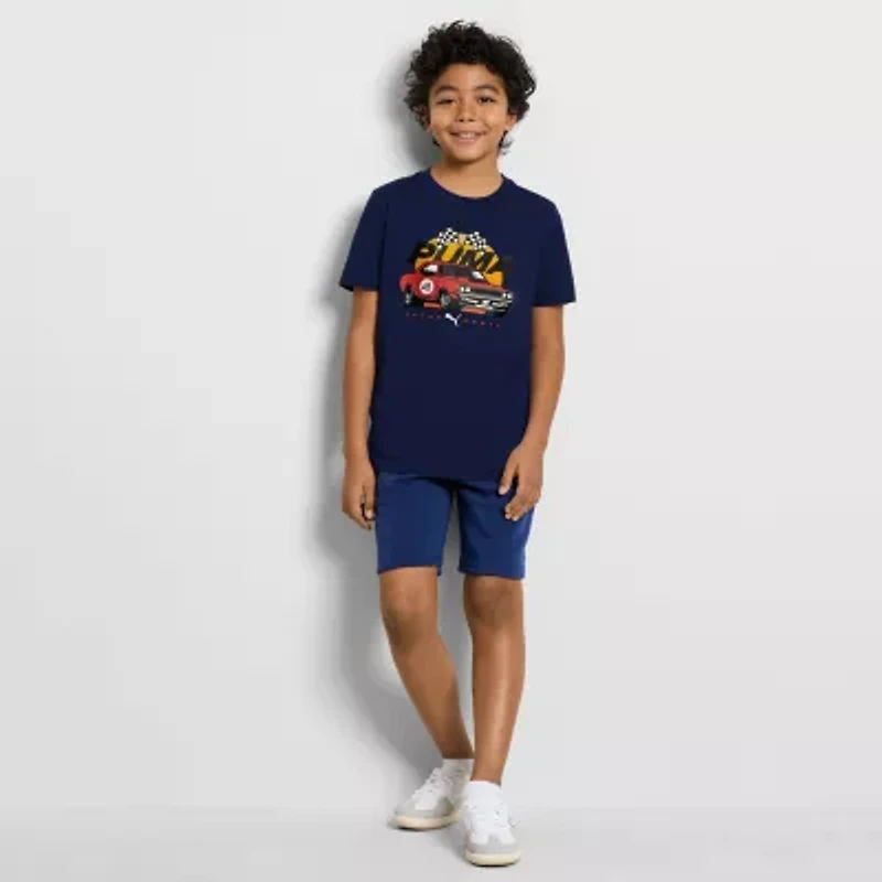 PUMA Big Kid Boys Crew Neck Short Sleeve Regular Fit Graphic T-Shirt