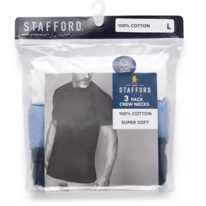 Stafford Super Soft Cotton Mens 3 Pack Short Sleeve Crew Neck T-Shirt
