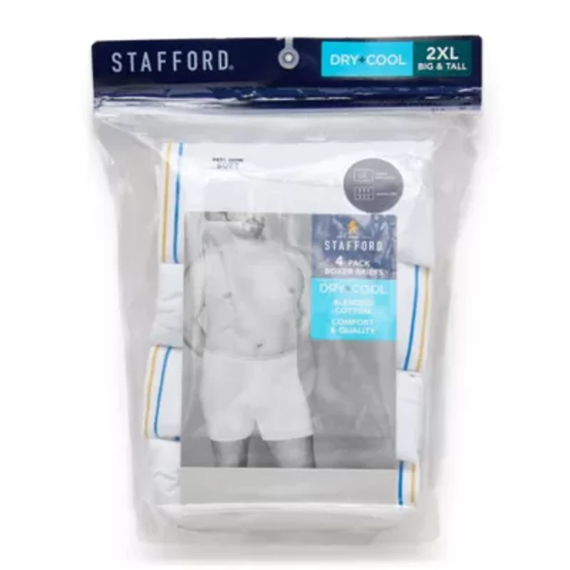 Stafford Dry + Cool Mens Big 4 Pack Boxer Briefs 302869