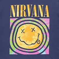 New World Nirvana Womens Juniors Crew Neck Short Sleeve Oversized Graphic T-Shirt