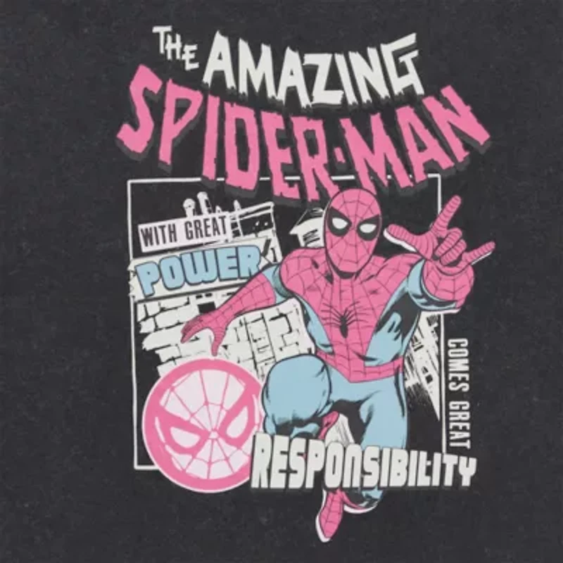 Spiderman Oversized Tee Womens Juniors Crew Neck Short Sleeve Graphic T-Shirt