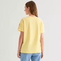 Peanuts Boyfriend Tee Womens Juniors Crew Neck Short Sleeve Oversized Graphic T-Shirt