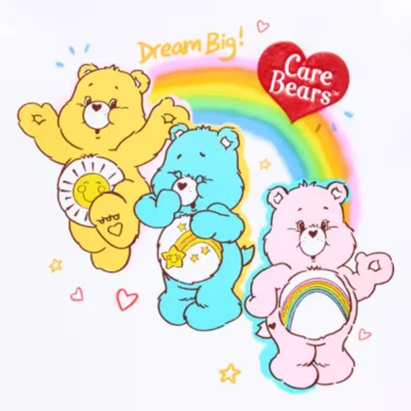 Boyfriend Womens Juniors Crew Neck Short Sleeve Loose Fit Care Bears Graphic T-Shirt