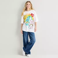 Boyfriend Womens Juniors Crew Neck Short Sleeve Loose Fit Care Bears Graphic T-Shirt