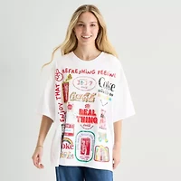 Drinks Grid Boyfriend Tee Womens Juniors Crew Neck Short Sleeve Loose Fit Graphic T-Shirt