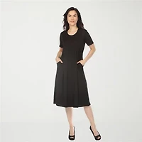 White Mark Crew Neck Womens Short Sleeve Midi T-Shirt Dress