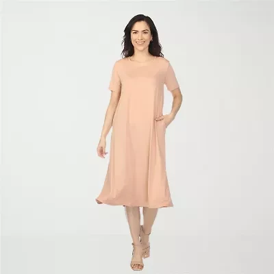 White Mark Crew Neck Womens Short Sleeve T-Shirt Dress