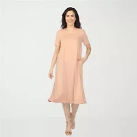 White Mark Crew Neck Womens Short Sleeve T-Shirt Dress