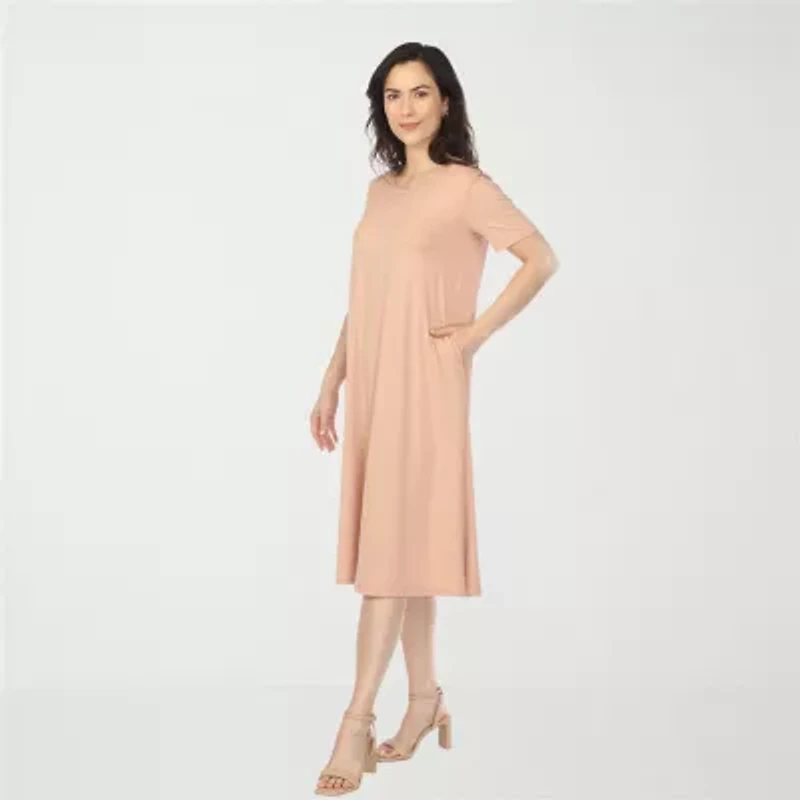 White Mark Crew Neck Womens Short Sleeve T-Shirt Dress