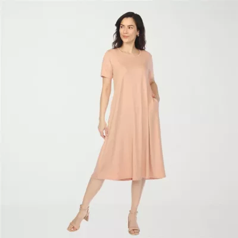 White Mark Crew Neck Womens Short Sleeve T-Shirt Dress