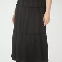 White Mark Square Neck Short Sleeve Tiered Womens Elbow Maxi Dress