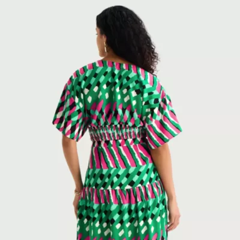 Bold Elements Womens V Neck Elbow Sleeve Blouse