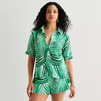 Bold Elements Womens Fitted Elbow Sleeve Regular Fit Button-Down Shirt