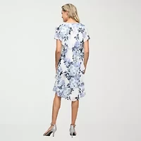 S. L. Fashions Womens Short Sleeve Midi Floral Shift Dress