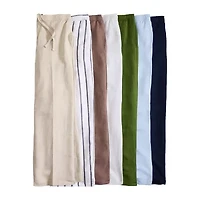 Liz Claiborne Linen Womens Wide Leg Mid Rise Pull-On Pant