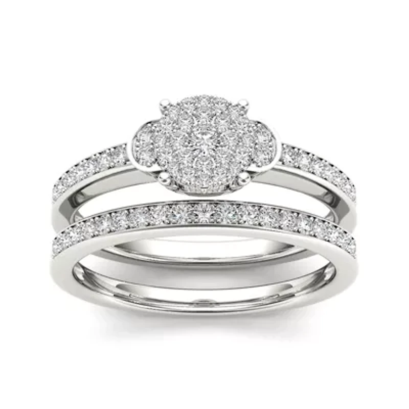 1/2 CT. T.W. Diamond 10K White Gold Bridal Ring Set