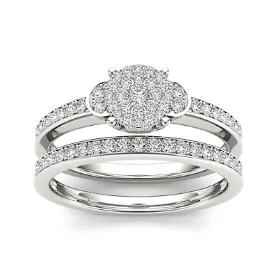 1/2 CT. T.W. Diamond 10K White Gold Bridal Ring Set