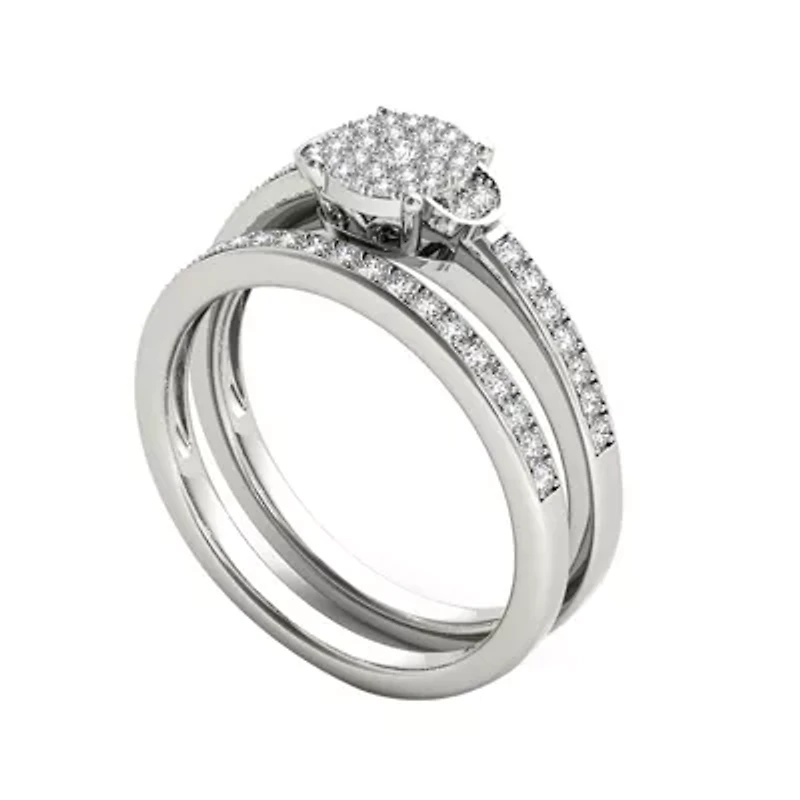 1/2 CT. T.W. Diamond 10K White Gold Bridal Ring Set