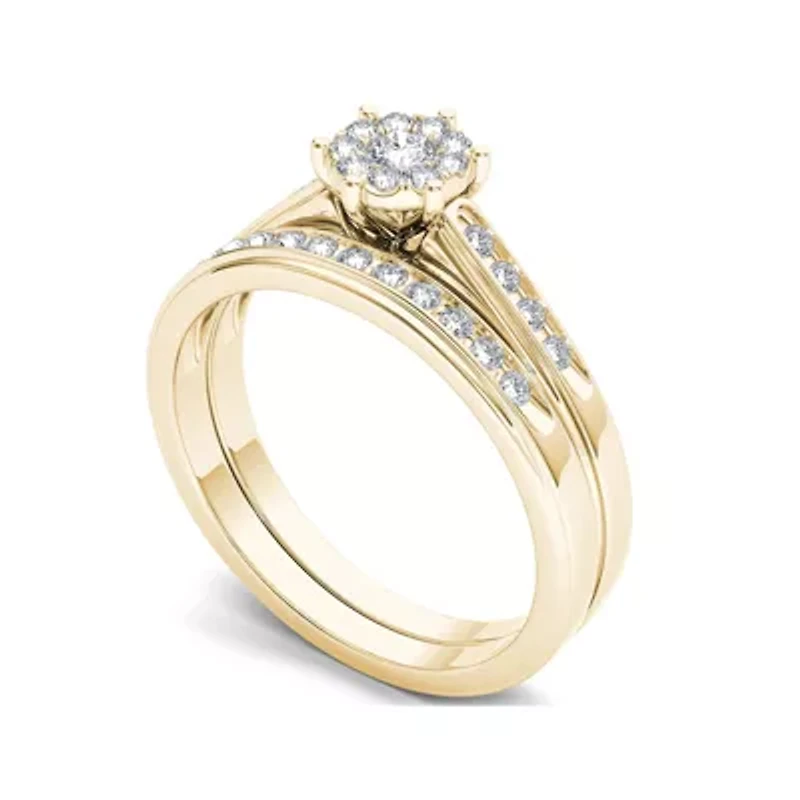 1/2 CT.T.W. Natural Diamond 10K Yellow Gold Bridal Set Ring