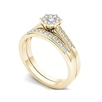 1/2 CT.T.W. Natural Diamond 10K Yellow Gold Bridal Set Ring
