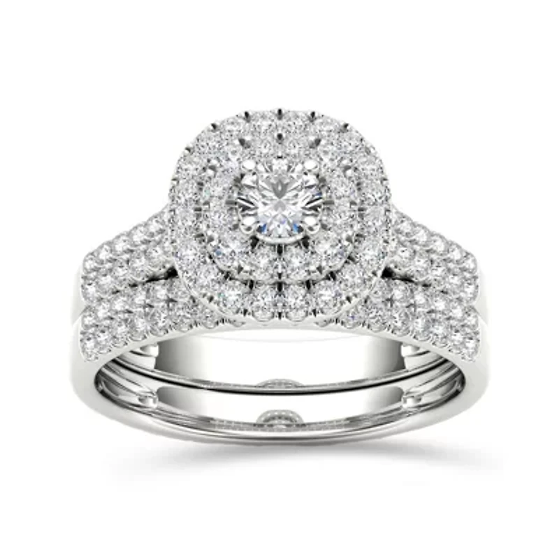 1 CT. T.W. Diamond 10K White Gold Bridal Ring Set