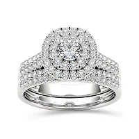 1 CT. T.W. Diamond 10K White Gold Bridal Ring Set