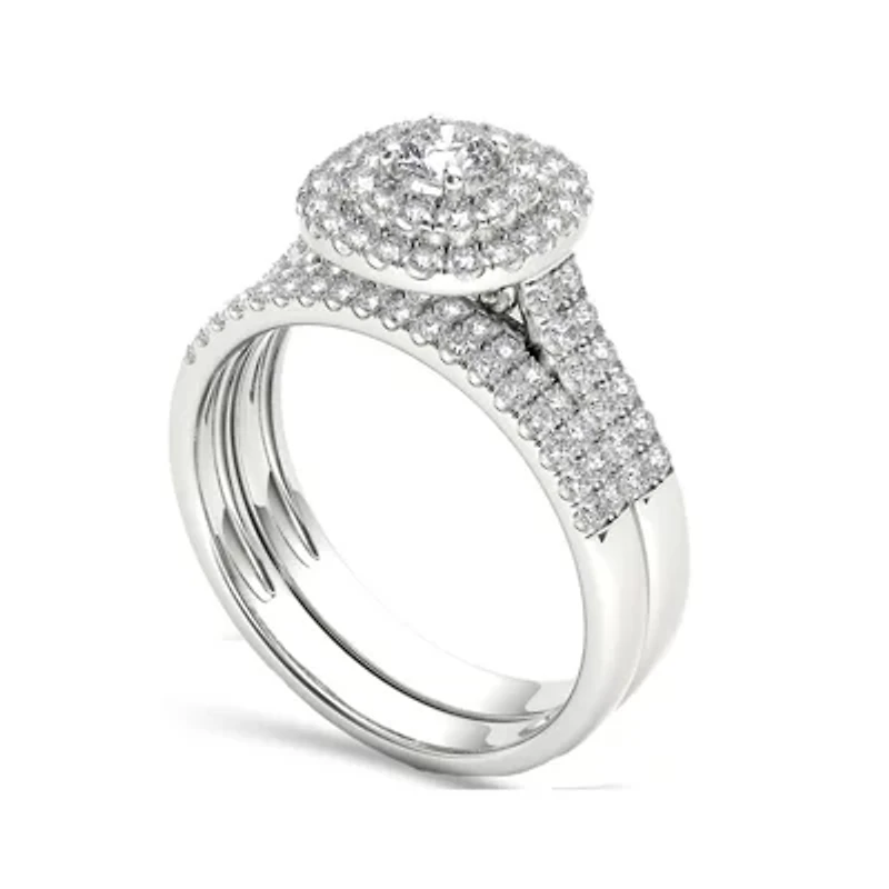 1 CT. T.W. Diamond 10K White Gold Bridal Ring Set