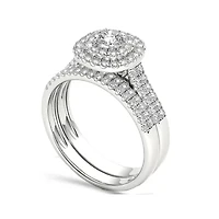 1 CT. T.W. Diamond 10K White Gold Bridal Ring Set