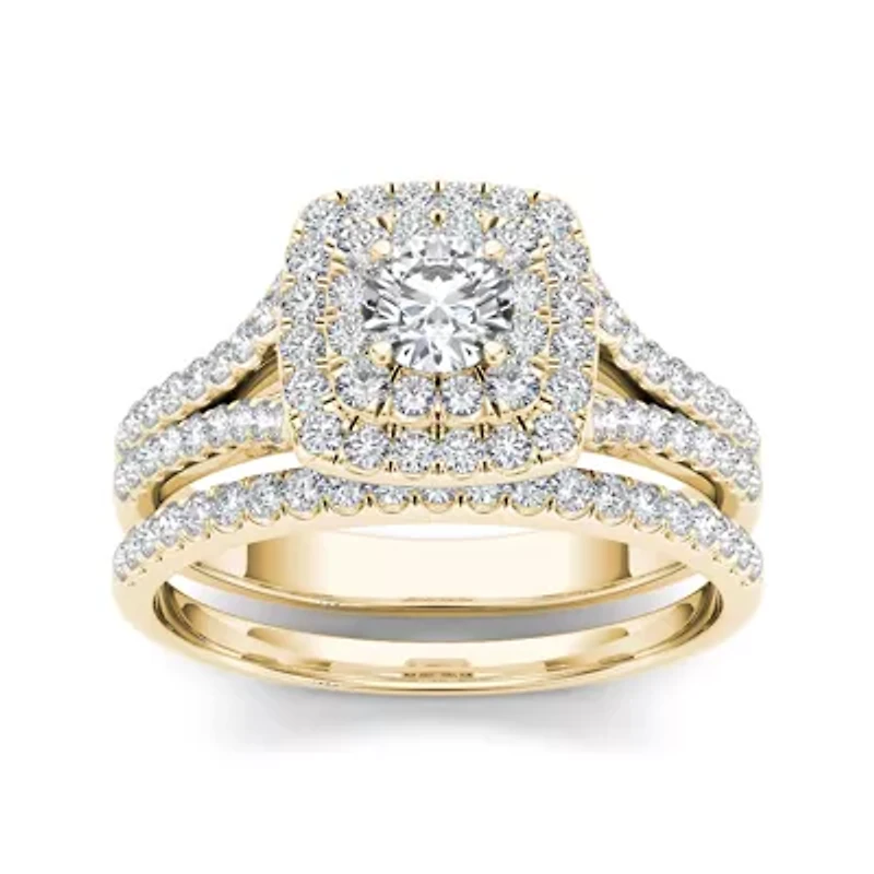 1 CT.T.W. Natural Diamond 10K Yellow Gold Bridal Ring Set