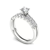 1 CT.T.W. Natural Diamond 14K White Gold Bridal Ring Set