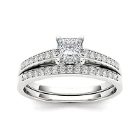 5/8 CT.T.W. Natural Diamond 14K White Gold Bridal Ring Set