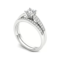 5/8 CT.T.W. Natural Diamond 14K White Gold Bridal Ring Set