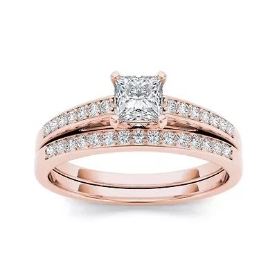 5/8 CT.T.W. Natural Diamond 14K Rose Gold Bridal Ring Set