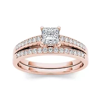 5/8 CT.T.W. Natural Diamond 14K Rose Gold Bridal Ring Set