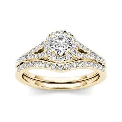 3/4 CT.T.W. Natural Diamond 10K Yellow Gold Bridal Ring Set