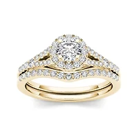 3/4 CT.T.W. Natural Diamond 10K Yellow Gold Bridal Ring Set