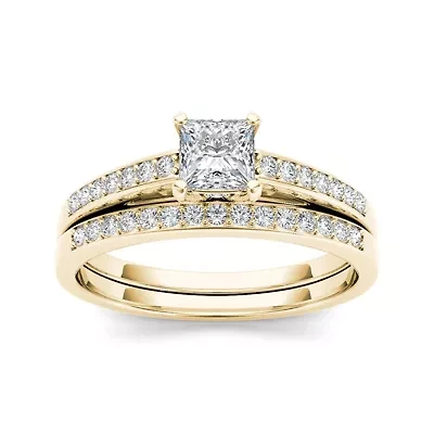 5/8 CT.T.W. Natural Diamond 14K Yellow Gold Bridal Ring Set