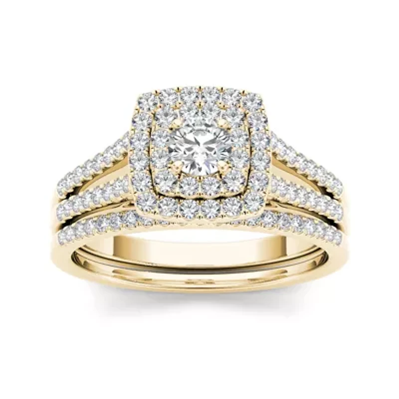 3/4 CT.T.W. Natural Diamond 10K Yellow Gold Bridal Set